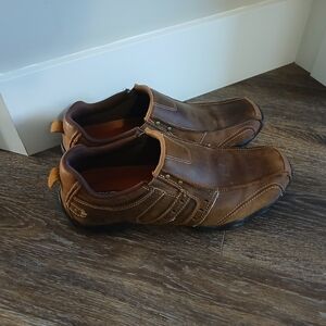 Skechers Men's Brown Leather Slip-On Driving Loafers